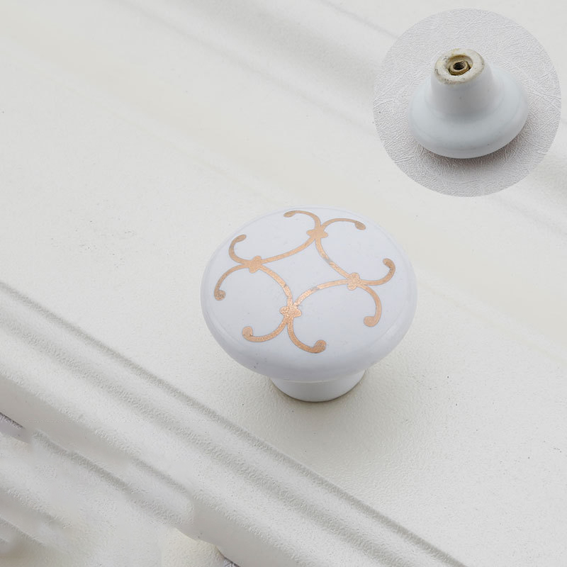 European-style Cabinet Drawer Furniture Hardware Round Single-hole Wardrobe Door Handles Antique Ceramic Handles