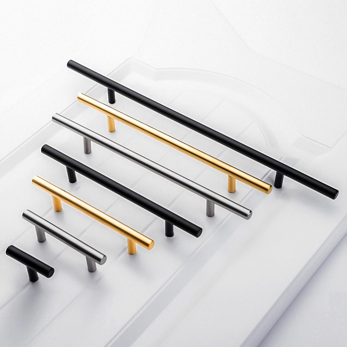 Paidu Manufacturers Stainless steel handle wardrobe, cabinet drawer, long handle door handle, gold handle, Nordic round pipe small handle